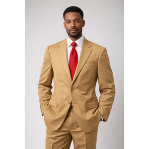 Firado 3 Button Tan Blazer 40R 100% Wool Italian Design